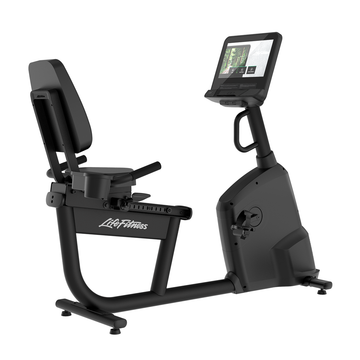 Bicicleta Recostable Atmos de Life Fitness diseñada para hoteles y torres.